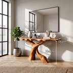 Mid Century X-base Console Table