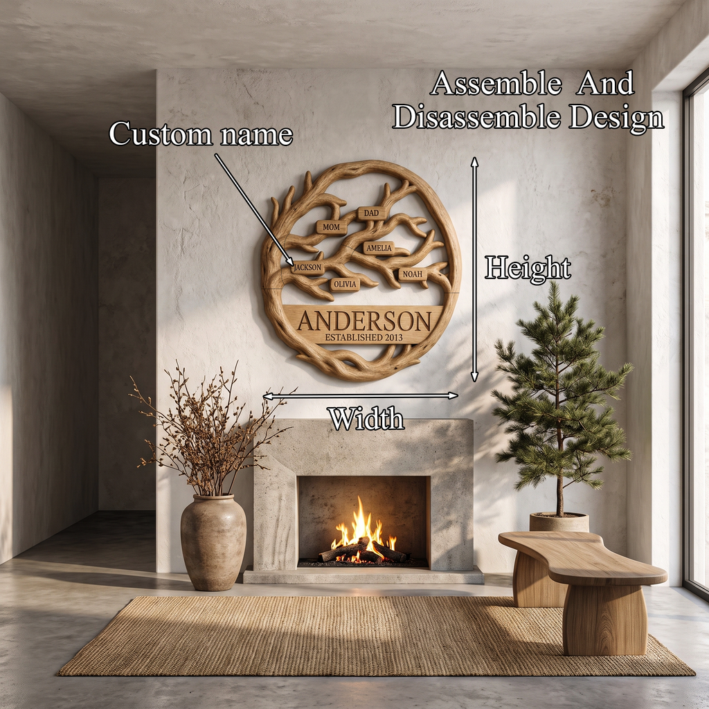 Organic Personalized Family Tree Wall Decor, solid wood, built to order, view 8