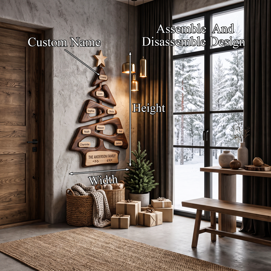 Organic Family Tree Wall Art with Custom Family Name Sign, solid wood, built to order, view 8