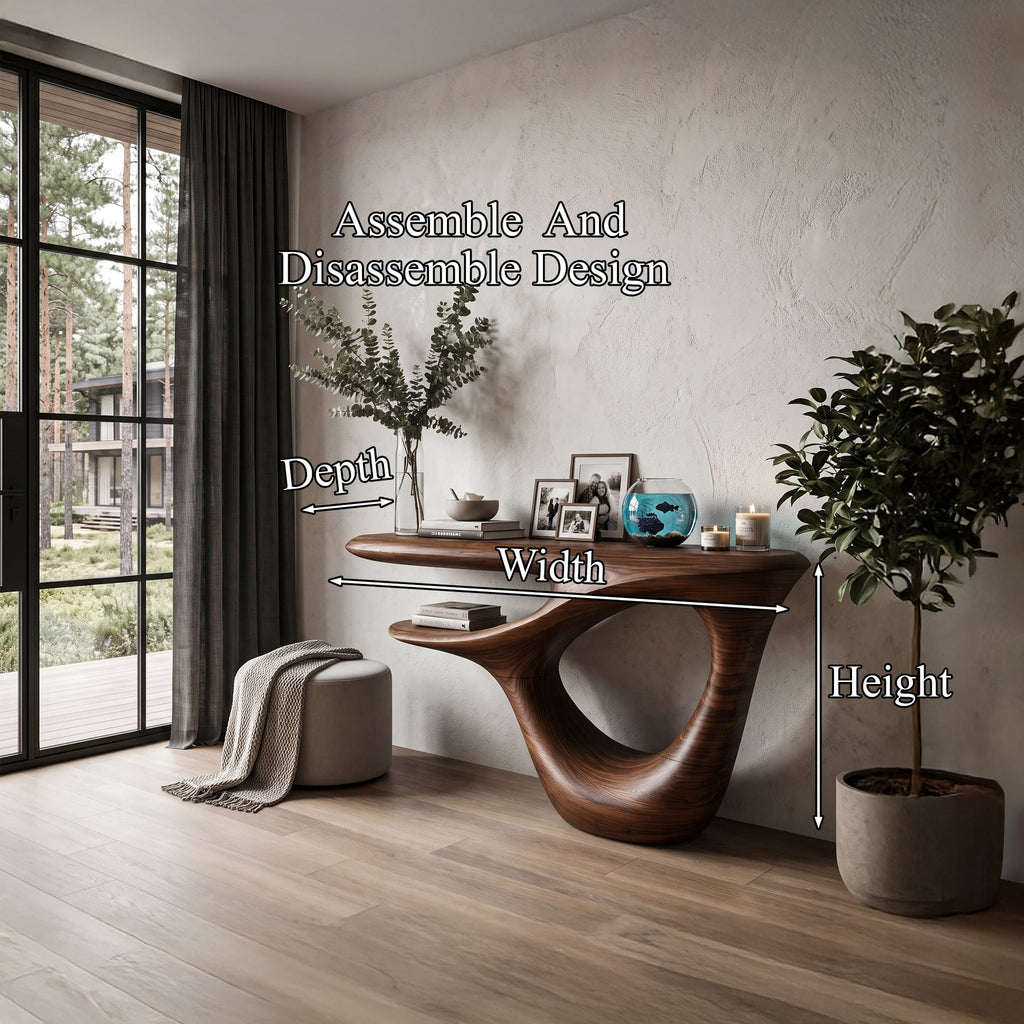 Contemporary Console Table with Open Frame Base, solid wood, built to order