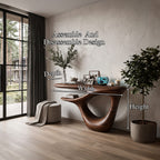 Contemporary Console Table with Open Frame Base, solid wood, built to order