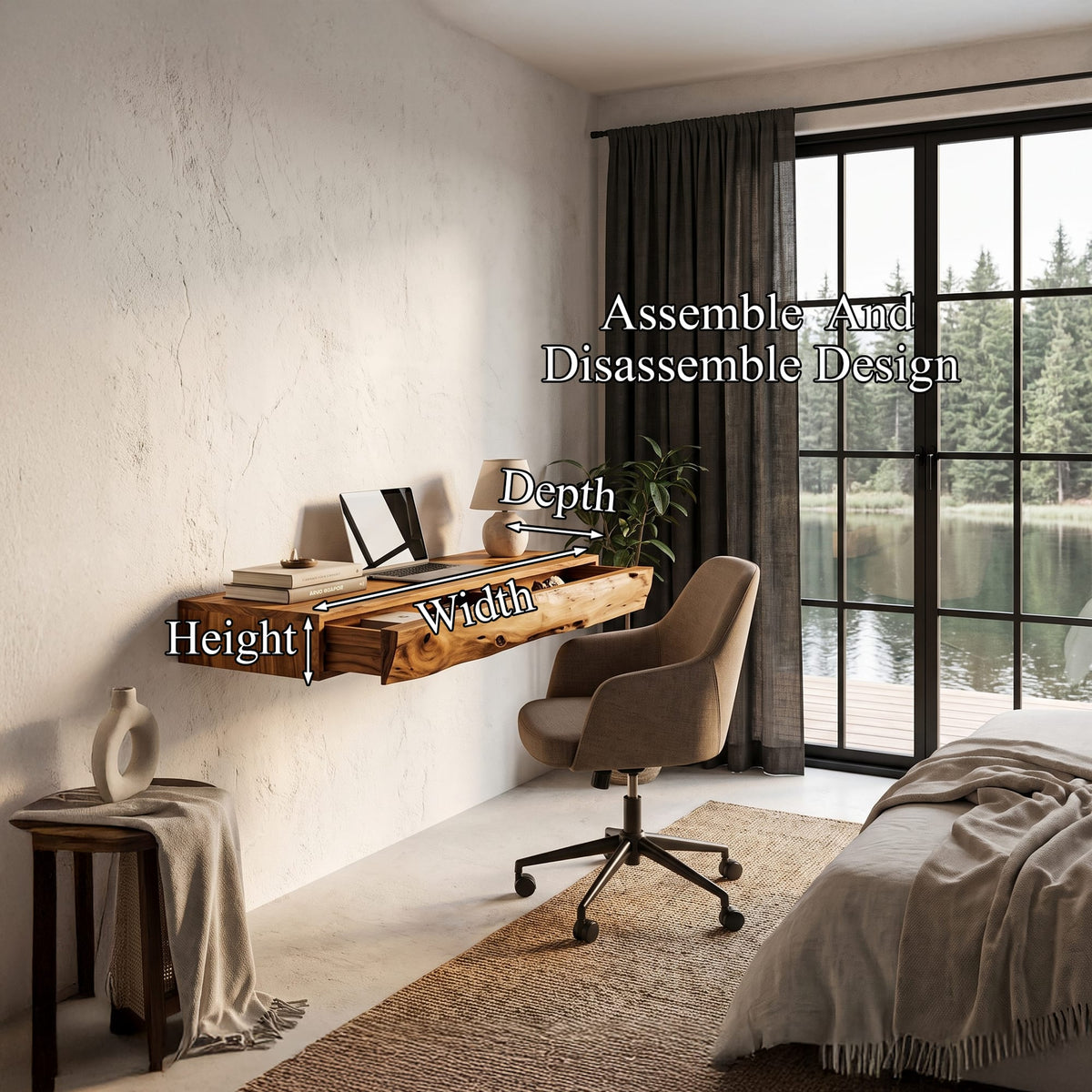Floating Live Edge Workspace Desk