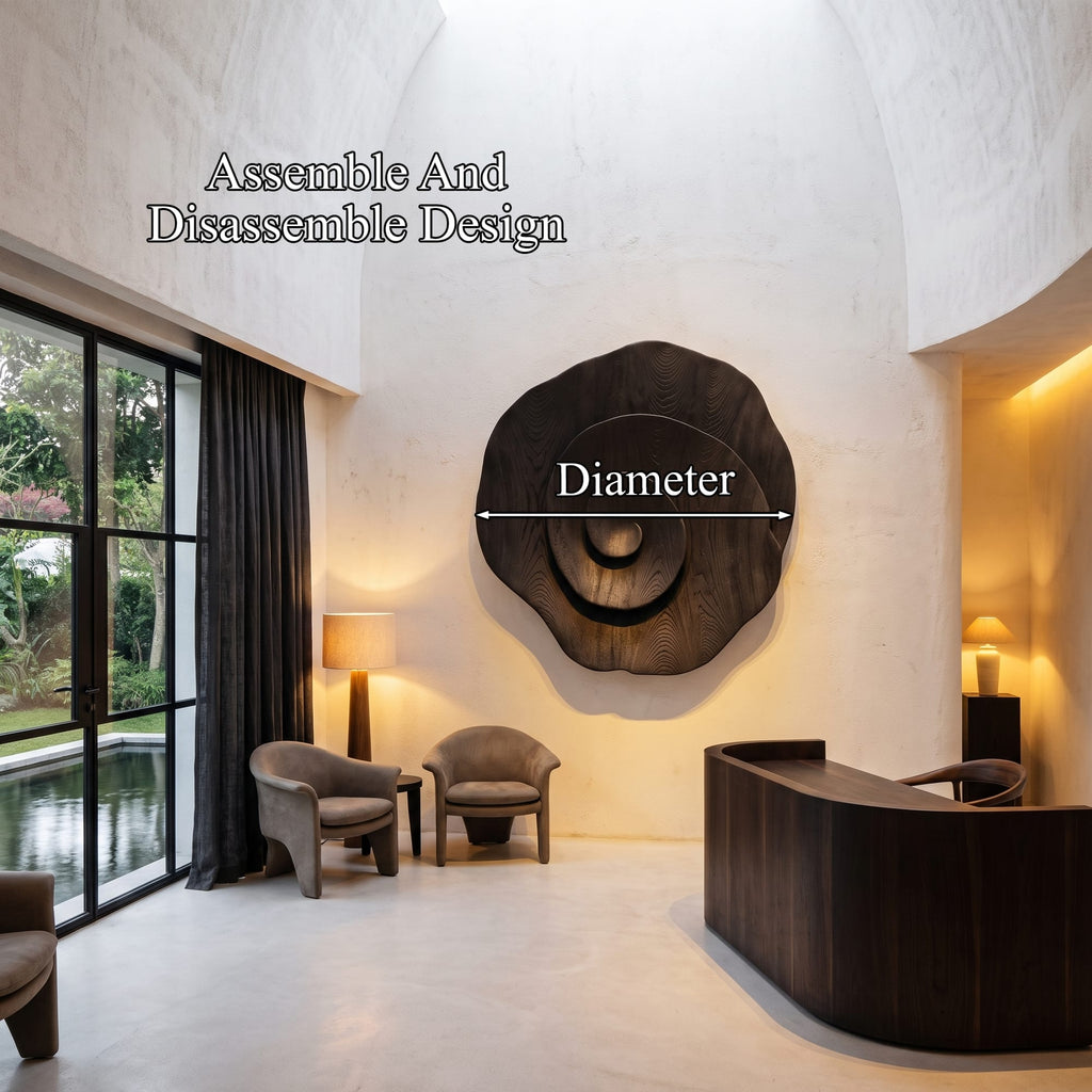 Contemporary Flower Wall Art with Sculptural Spiral Form, solid wood, built to order