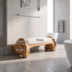 Minimalist Accent Bench with Rounded Cloud Shaped Legs, solid wood, built to order, view 8