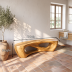 Mid Century Accent Bench with Rounded Arch Base, solid wood, built to order, view 8