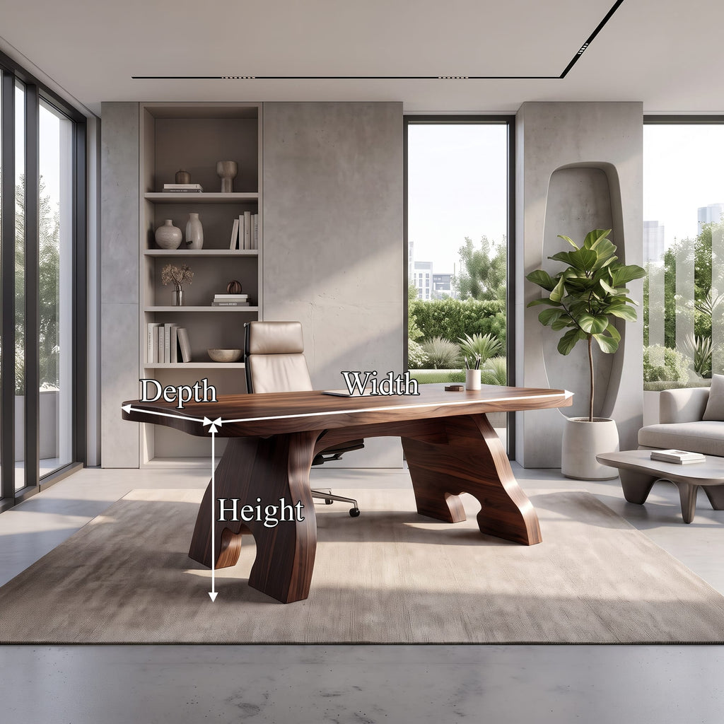 Contemporary Office Desk with Edge Top, solid wood, built to order
