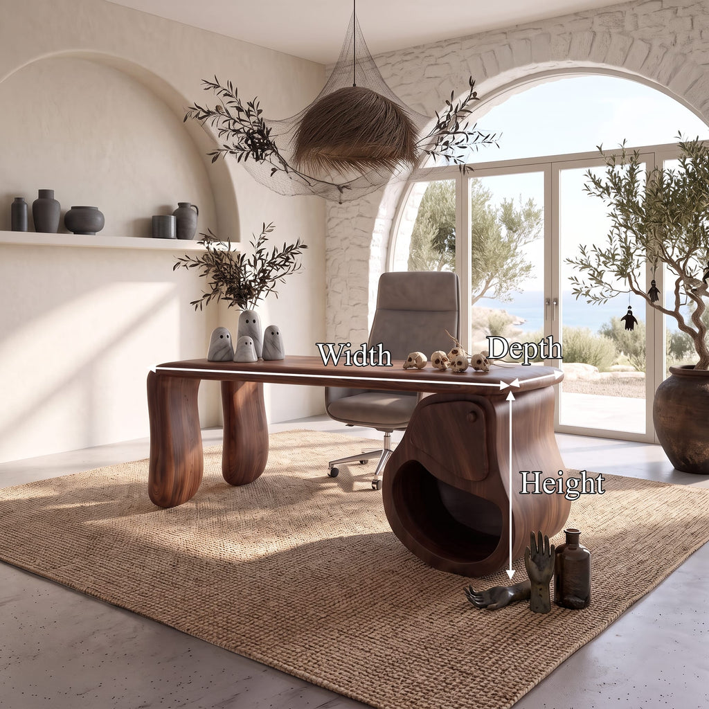 Modern Office Desk with Hollow Leg Design, solid wood, built to order