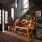 Organic Patio Bench with Interwoven Tree Inspired Frame, solid wood, built to order