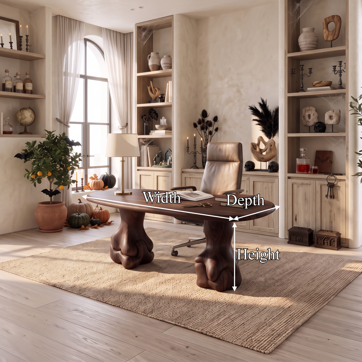 Organic Wood Desk with Flowing Arch Frame, solid wood, built to order, view 8