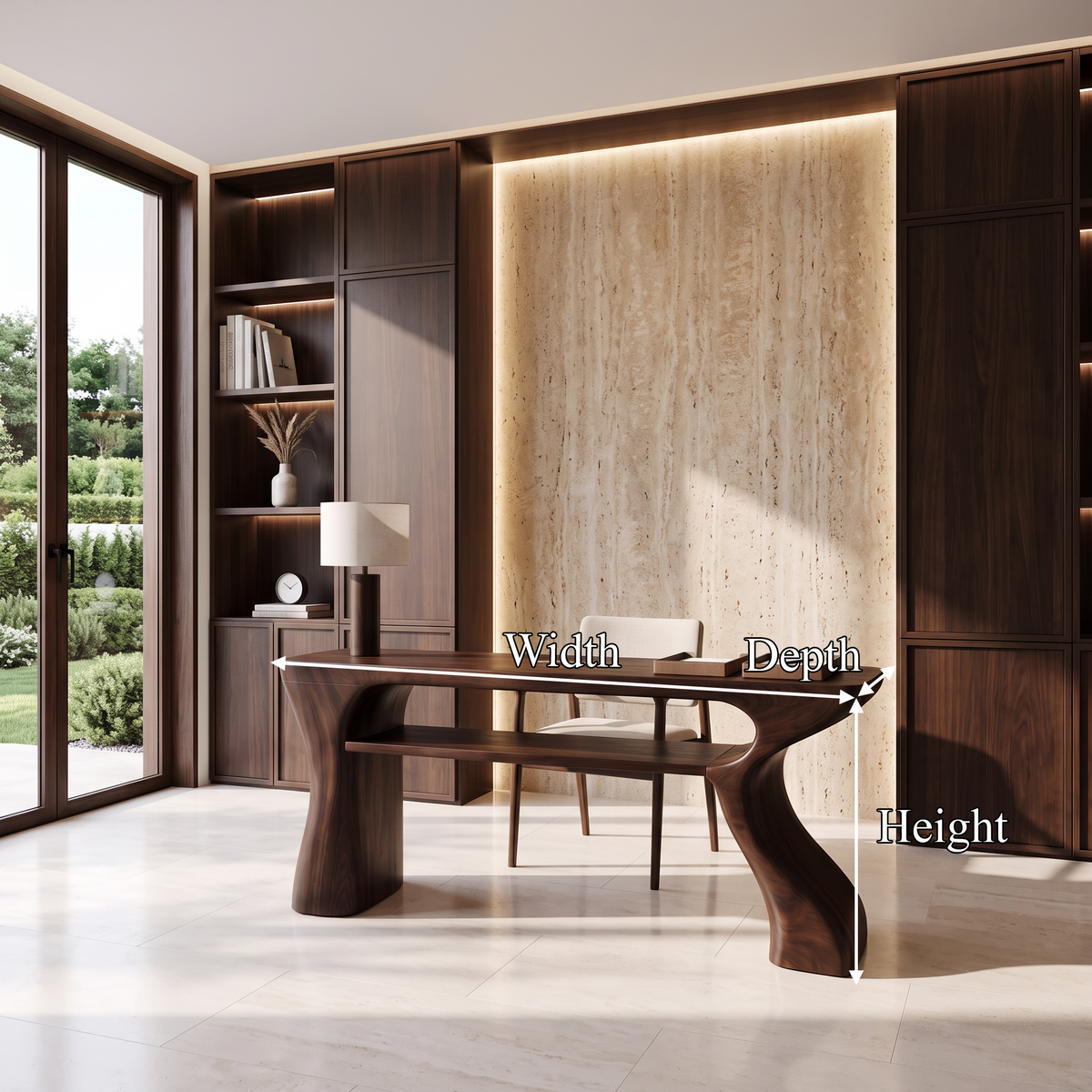 Minimalist Computer Desk with Under Desk Storage, solid wood, built to order, view 8
