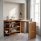 Minimalist Desk with Functional Storage Shelves, solid wood, built to order, view 2
