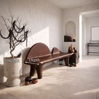 Modern Bench with Sculptural Curved Backrest, solid wood, built to order, view 2