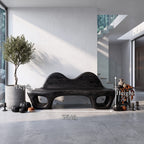 Accent Bench with Dramatic Rounded Silhouette, solid wood, built to order
