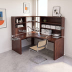 Contemporary Corner Desk with Built in Bookcase, solid wood, built to order
