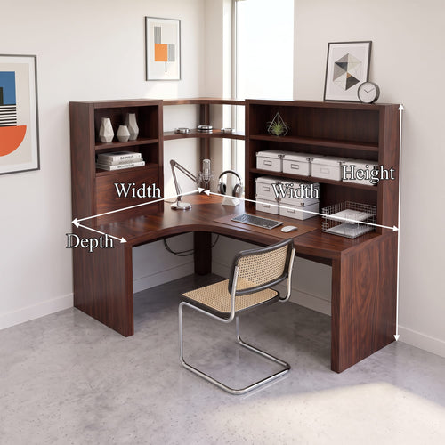 Contemporary Corner Desk with Built in Bookcase, solid wood, built to order