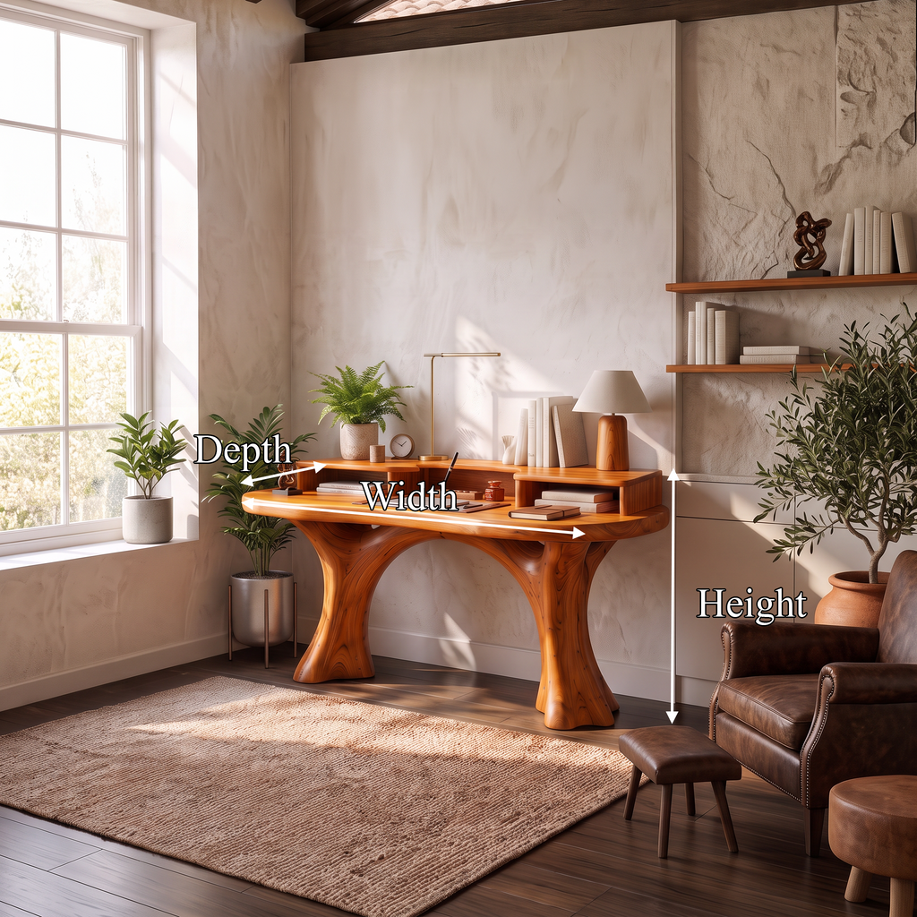 Minimalist Working Desk with Clean Frame and Grain Surface, solid wood, built to order, view 2