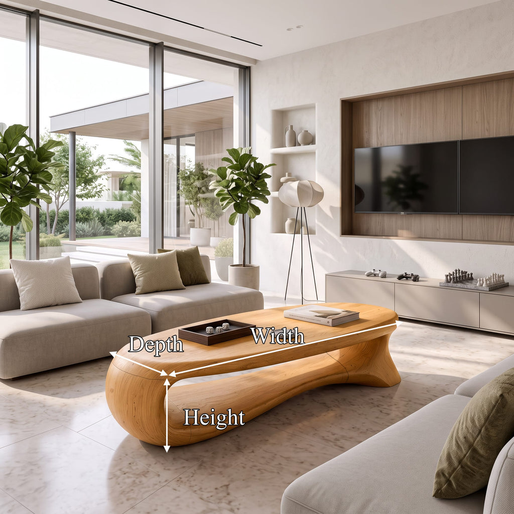 Contemporary Coffee Table with Oval Top Design, solid wood, built to order
