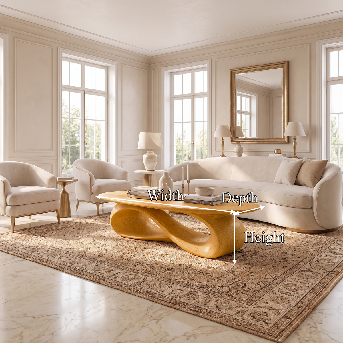 Modern Coffee Table with Oval Top and Clean Curved Profile, solid wood, built to order, view 2