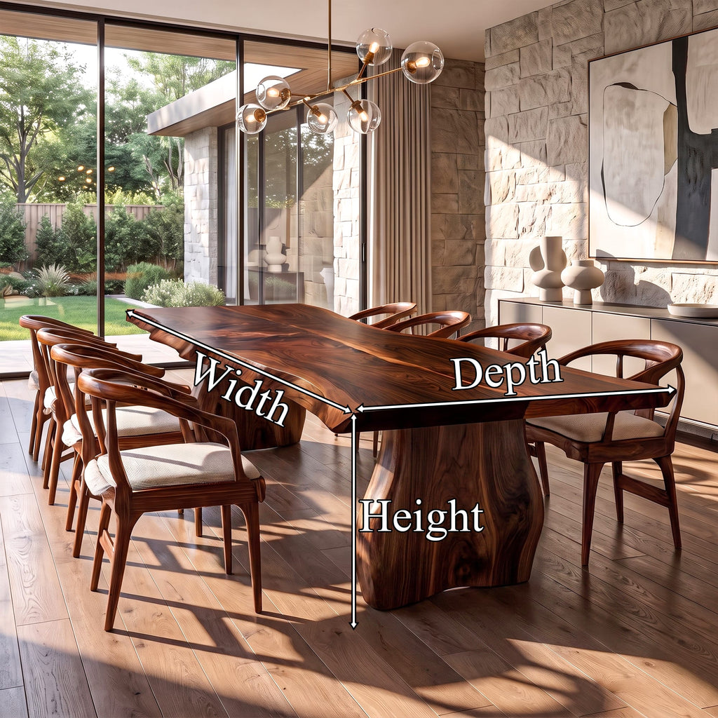 Contemporary Dining Table with Asymmetrical Edge Top, solid wood, built to order