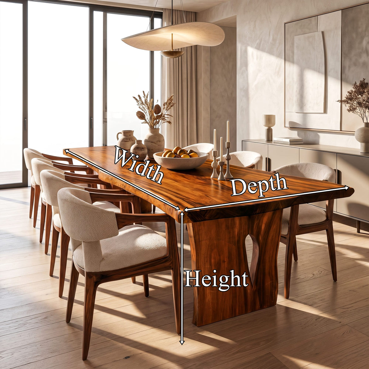 Contemporary Dining Table with Freeform Top, solid wood, built to order