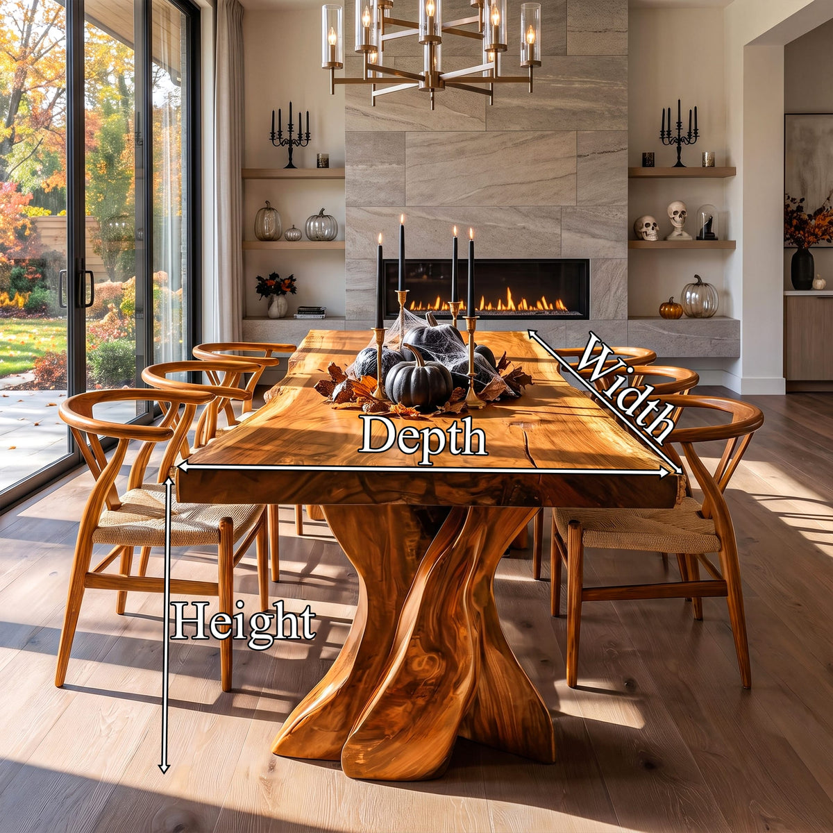 Contemporary Dining Table with Tree Form Base, solid wood, built to order