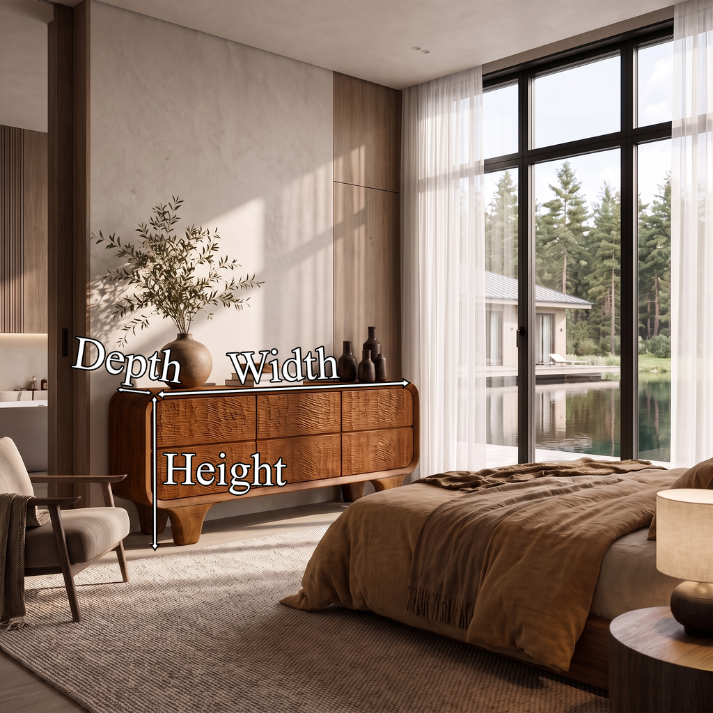 Contemporary Dresser with Smooth Curved Corners, solid wood, built to order, dimensions