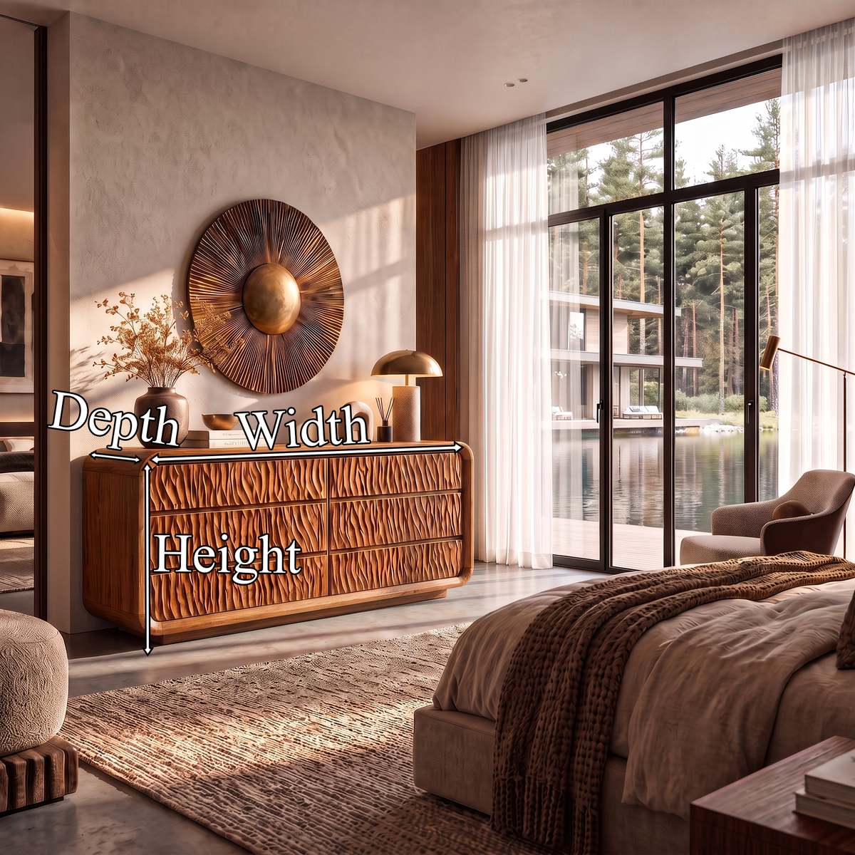 Modern Bedroom Dresser with Soft Curved Edges and Simple Multi Drawer Design, solid wood, built to order, dimensions