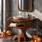 Contemporary Single Bathroom Vanity with Sculptural Branch Support, solid wood, built to order