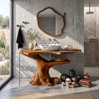Modern Bathroom Vanity with Asymmetrical Base, solid wood, built to order