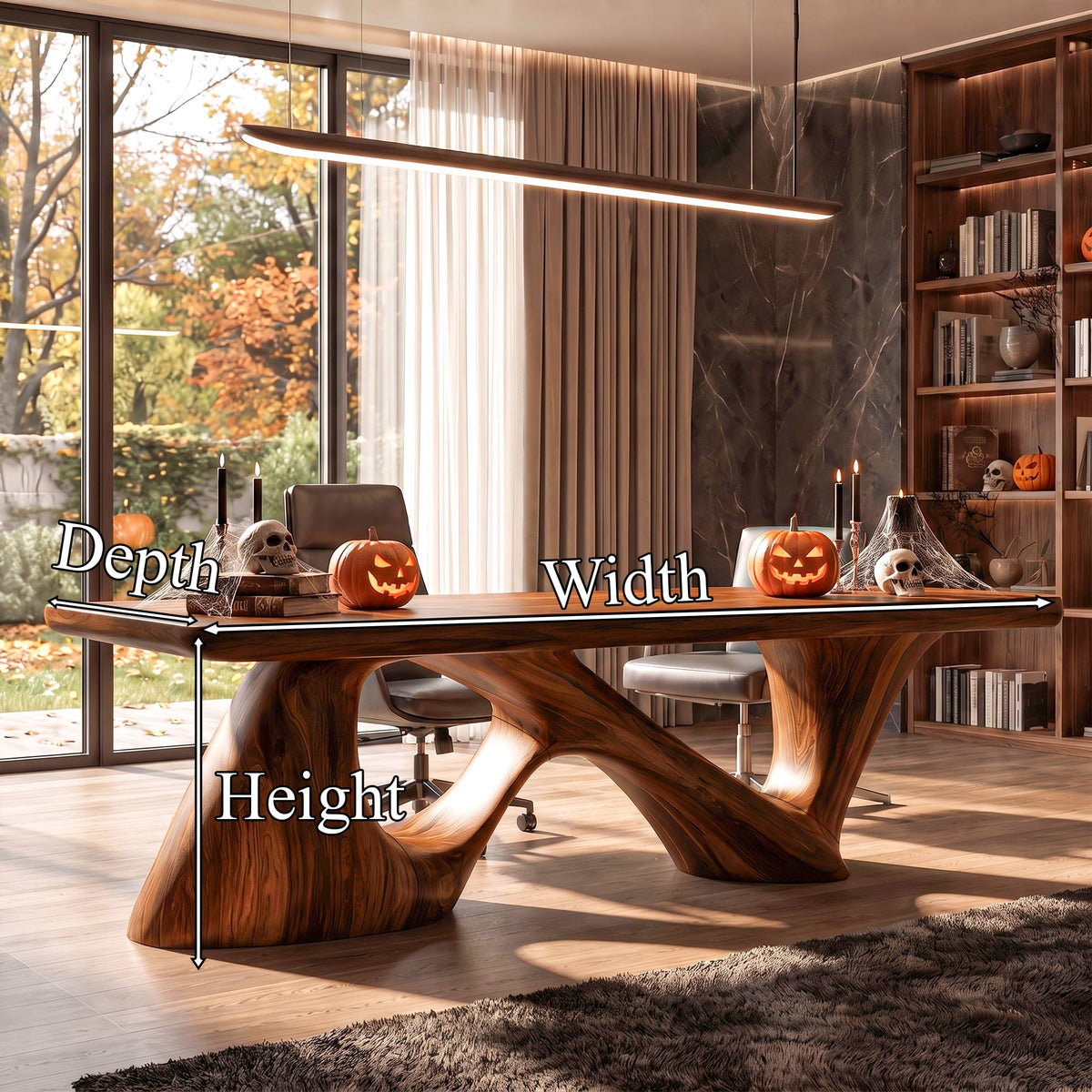 Contemporary Desk with Flowing Sculptural Legs, solid wood, built to order