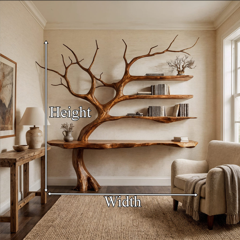 Rustic Console Table Tree Branch Reading Room, solid wood, built to order