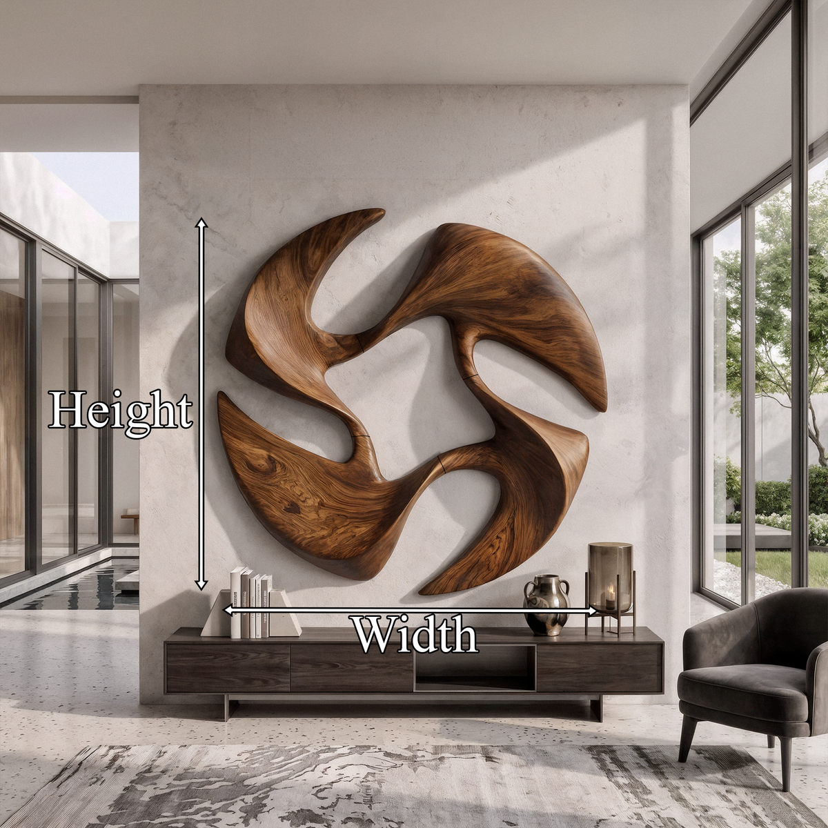 Mid Century Abstract Wall Art, solid wood, built to order, dimensions