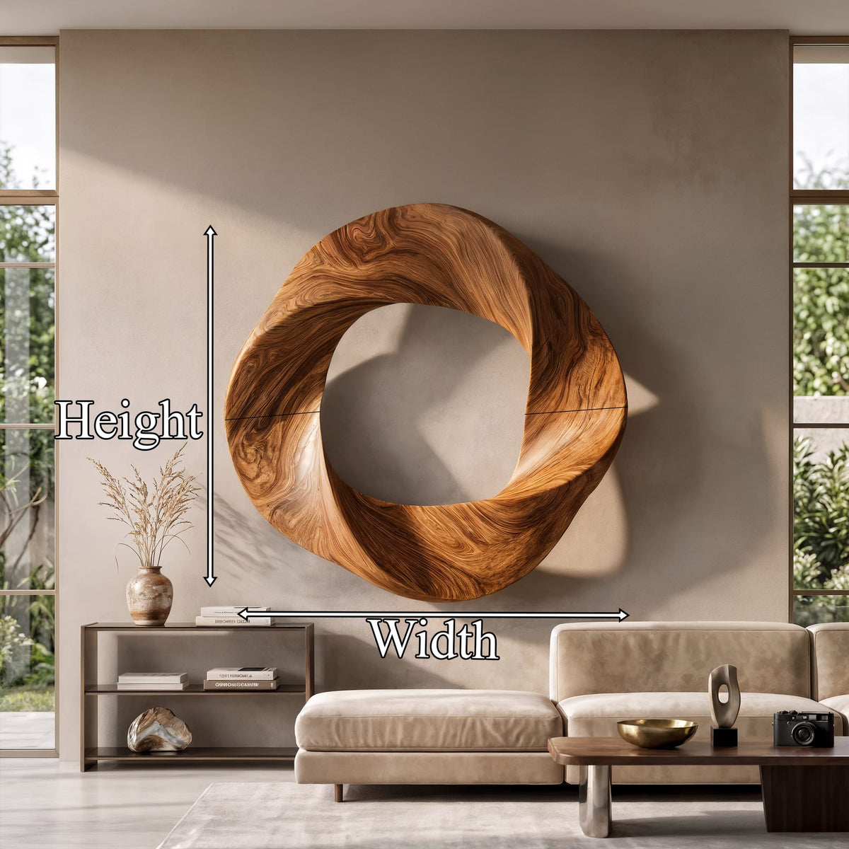 Contemporary Interlocking Circle Wall Art, solid wood, built to order