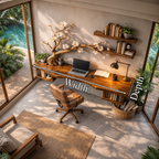 Organic Sculptural Floating Desk with Tree Branch Art, solid wood, built to order, dimensions