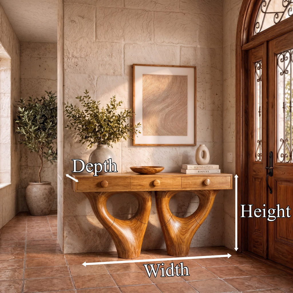 Sculptural Double Solid Console Table