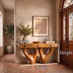 Sculptural Double Solid Console Table