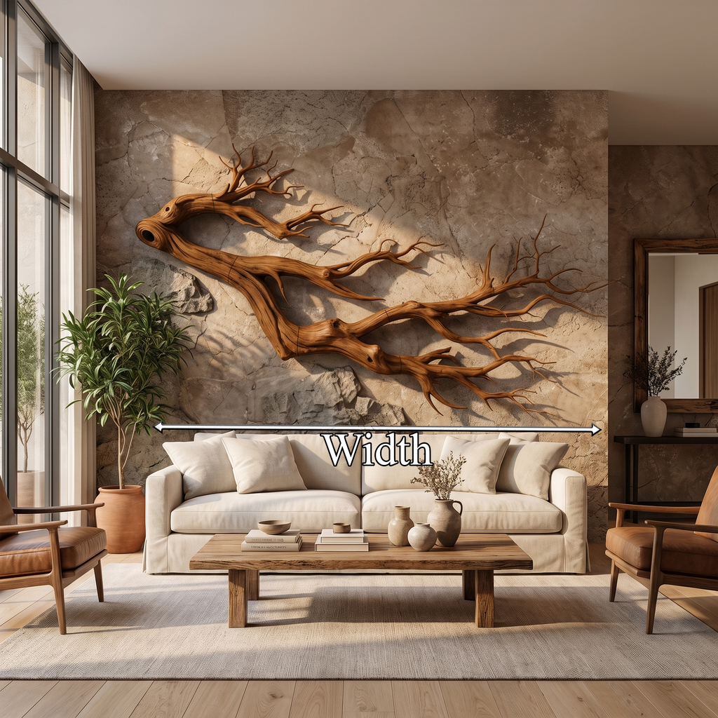 Freeform Wood Branch Wall Art Sculptural Interior Decor, solid wood, built to order, dimensions