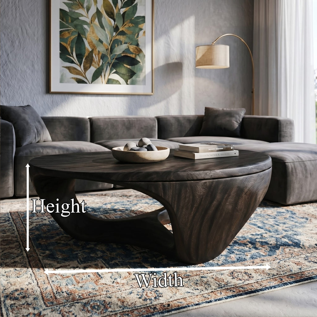 Contemporary Sculptural Coffee Table, solid wood, built to order