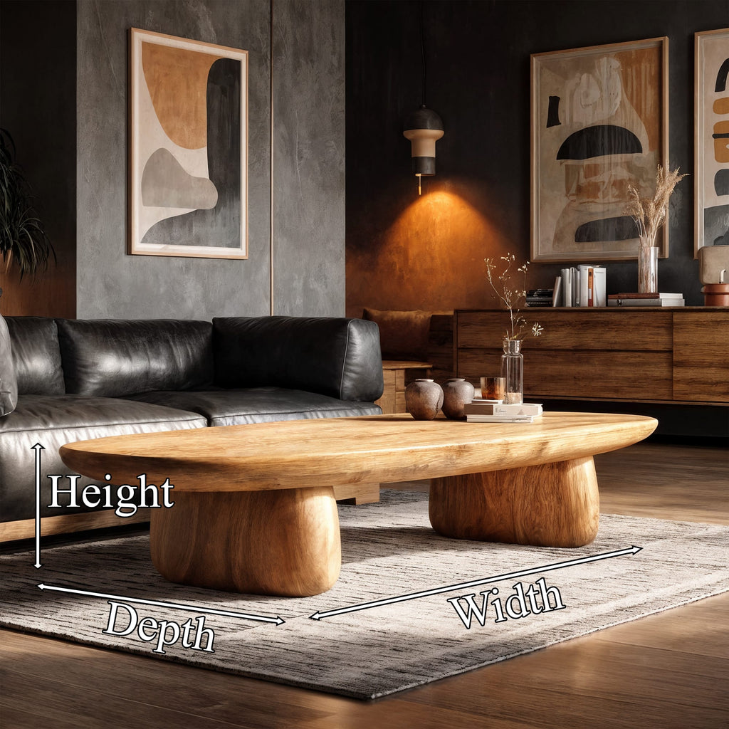 Contemporary Coffee Table with Column Form, solid wood, built to order