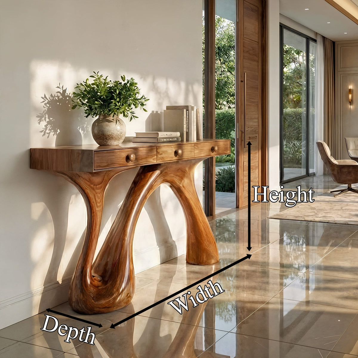 Sculptural Sofa Console Table