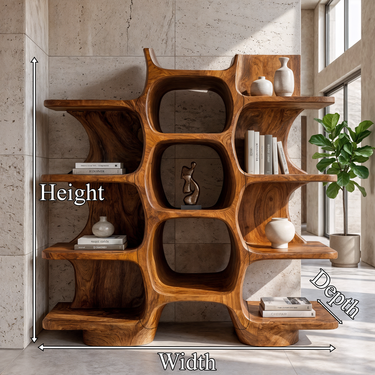 Minimalist Bookshelf Shelves, solid wood, built to order, dimensions