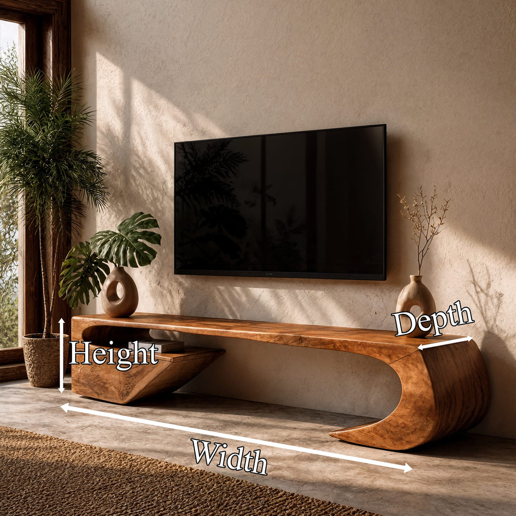 Japandi Curved TV Cabinet