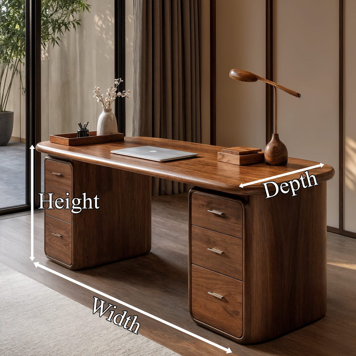 Contemporary Desk with Built in Drawers, solid wood, built to order