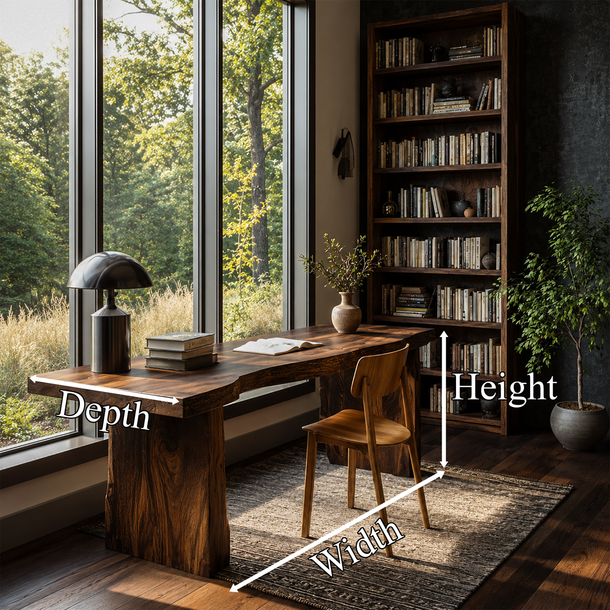 Live Edge Stump Desk, dimensions