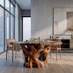 Organic Round Dining Table with Nature Inspired Cutout Form, solid wood, built to order, dimensions