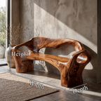 Organic Modern Bench Sculptural Design, solid wood, built to order