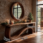 Modern Console Table Table with Sculptural Open Base, solid wood, built to order, dimensions