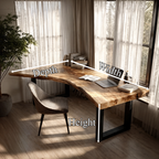Live Edge Office Desk with Slab Top, solid wood, built to order, dimensions