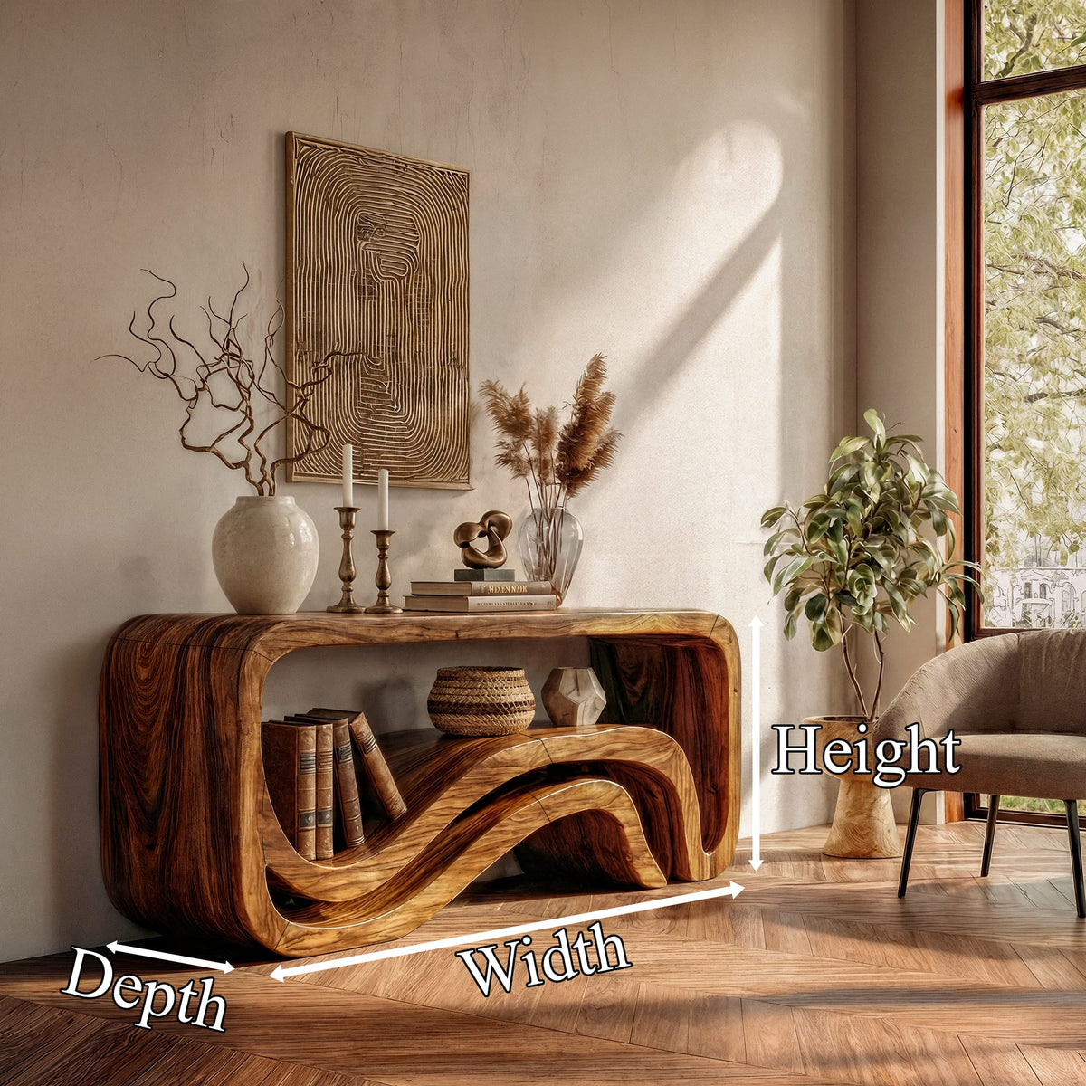 Sculptural Wave Console Table