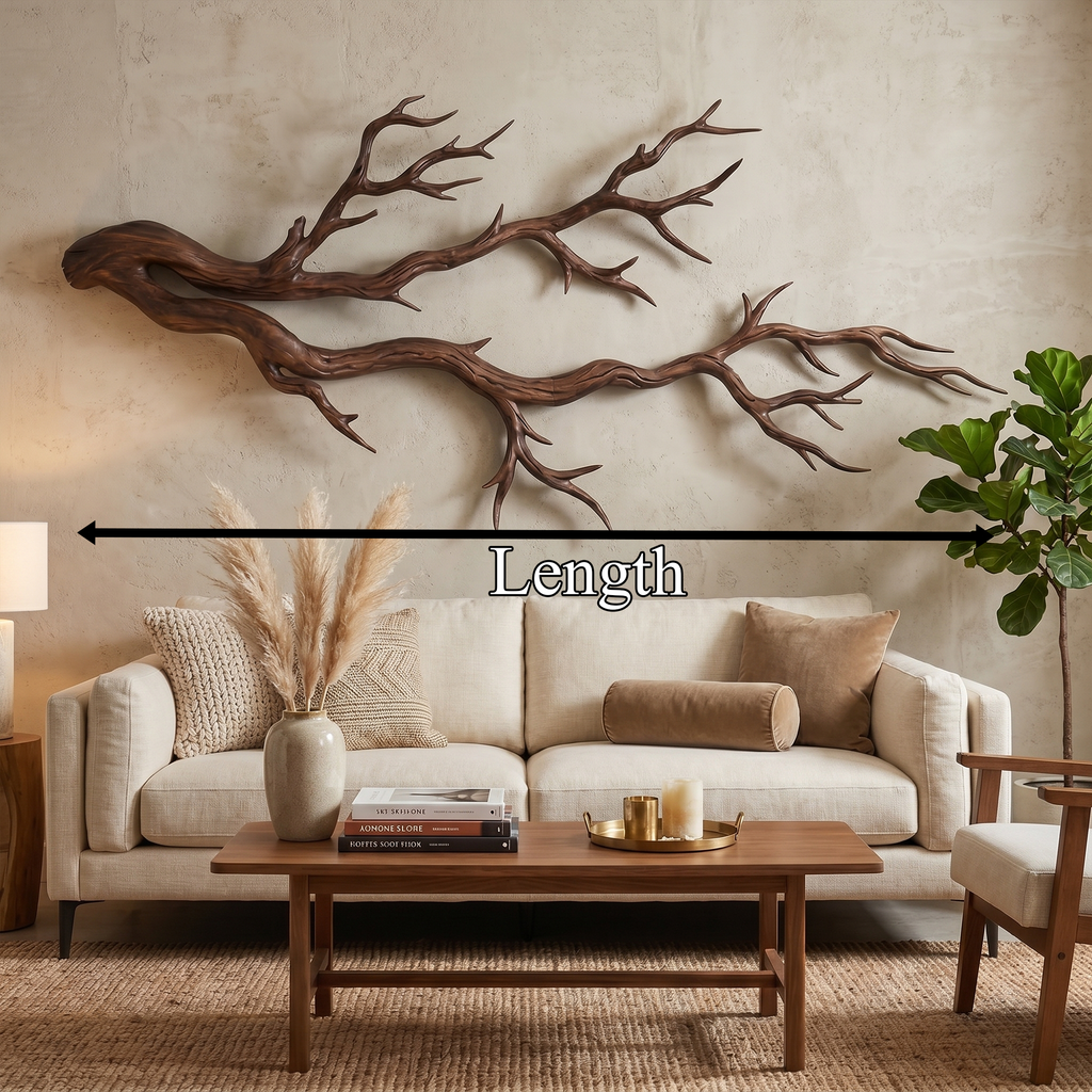 Twisted Branch Solid Wall Sculpture Organic Decor, solid wood, built to order, dimensions